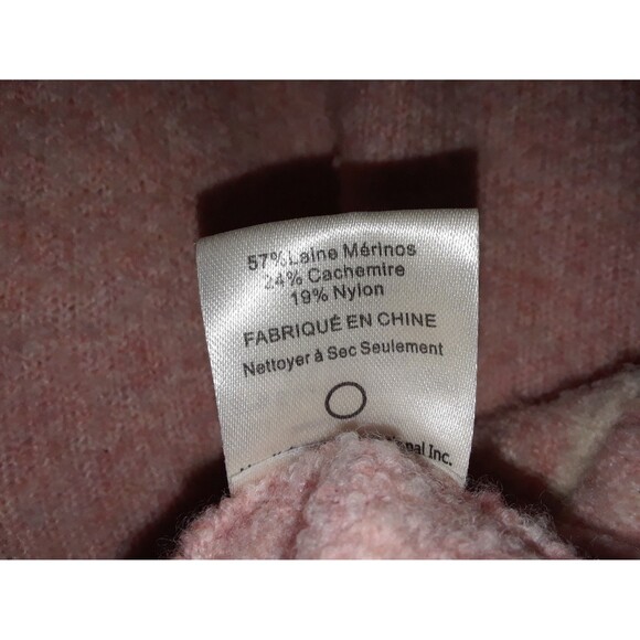 Line Women's Over-Sized Small Sweater Cashmere Blend Cropped V-Neck Pink Cream - Picture 9 of 9